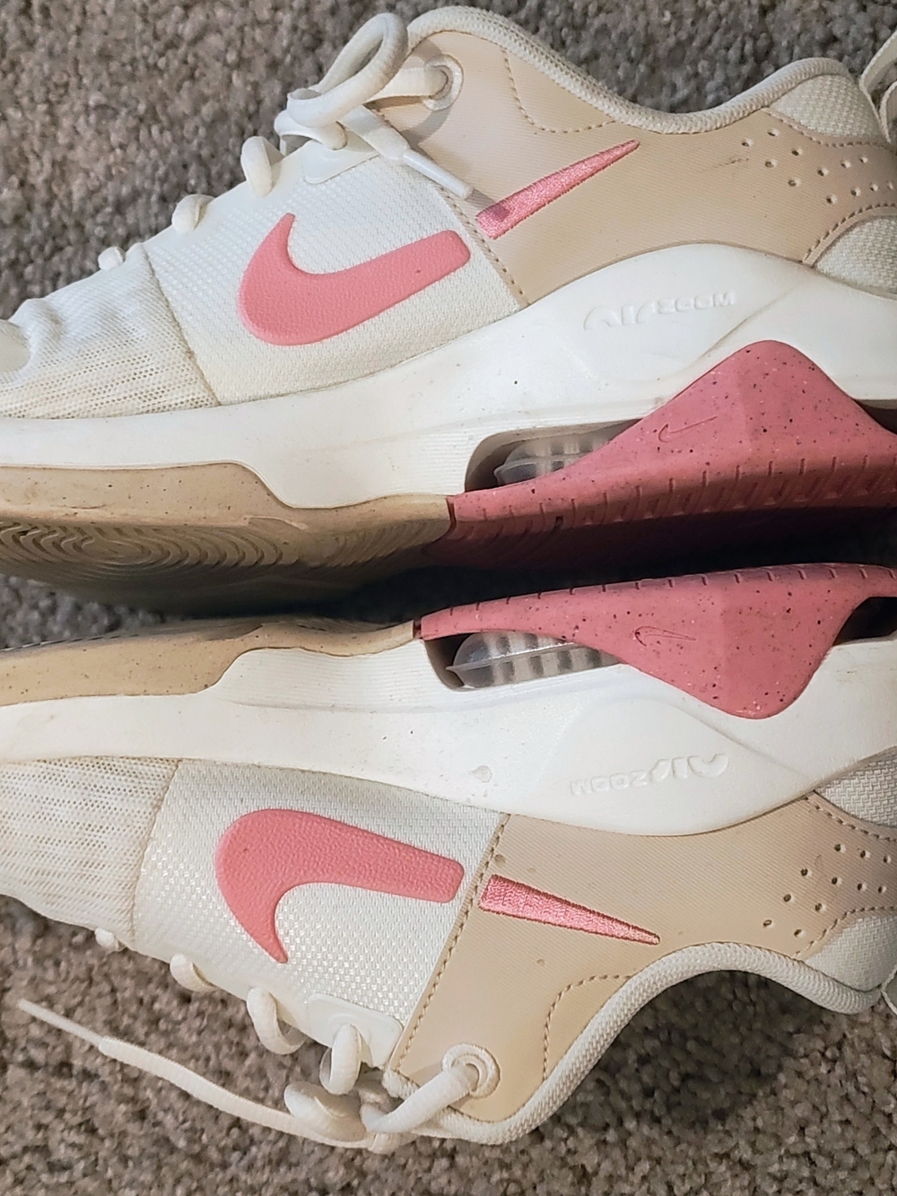 Nike Women’s White and Pink Air Cushion Athletic Sneakers
